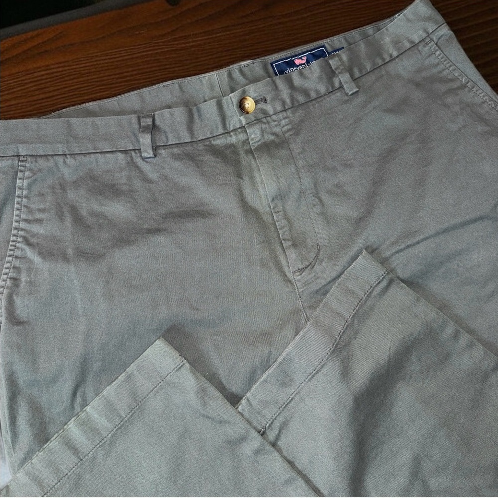 Vineyard Vines Men's Breaker Pants 40x32 Gray Stretch Cotton Chino Flat Front
